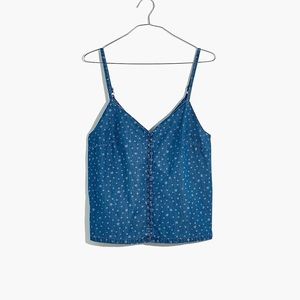 Denim Button-Down Cami in Star Jacquard size 2